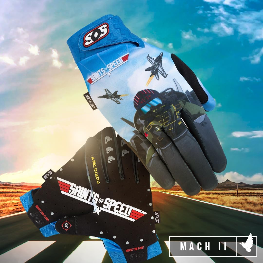 Saints of Speed Dirt Bike Gloves – Motocross, Mountain Bike, Motorcycle, BMX, Jetski, Sim, Karting, Airsoft, Paintball, Driving & Racing Bike Gloves + Phone & Touch Screen Capable