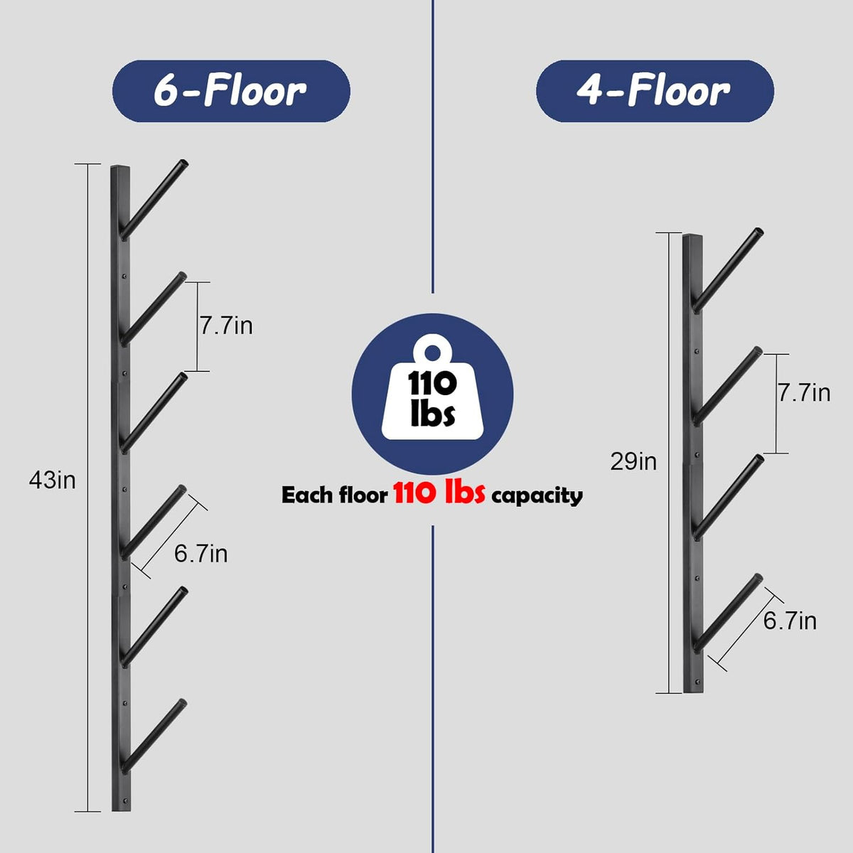 Skateboard Rack Wall Mount – Skateboard Wall Hanger, Snowboard Display Wall Mount, Ski Holder | 4-Floor Skateboard & Ski & Snowboard Storage Rack | Snowboard & Ski Lover Gifts