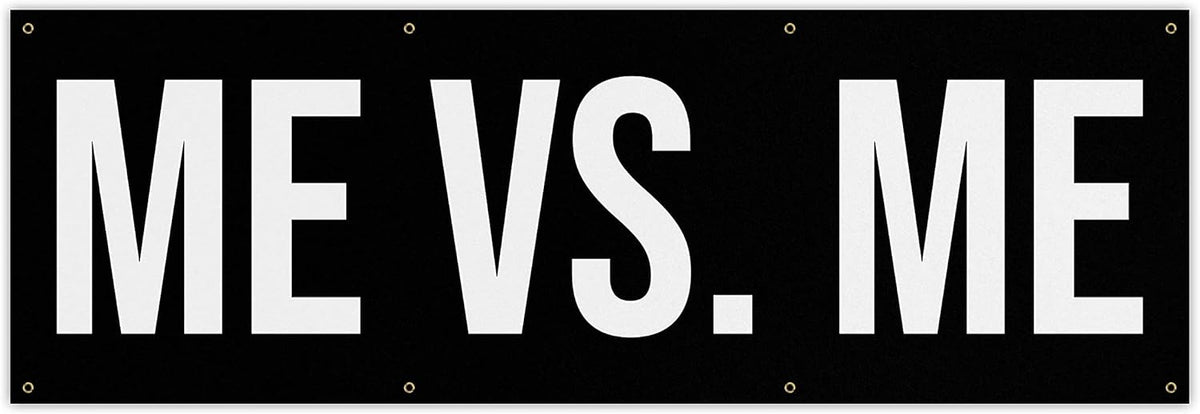 Damdekoli Me Vs Me Banner - Motivational Home Gym Decor - Large Quote Wall Art - Weightlifting - Inspirational (120 x 40 Inches)