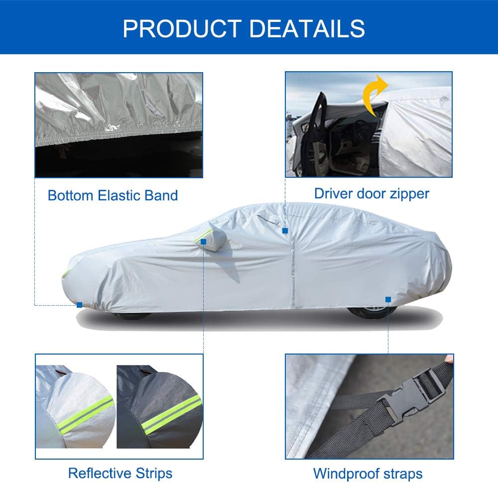 KouKou Oxford SUV Car Cover Custom Fit Nissan Pathfinder from 2004 to 2025, Waterproof All Weather with Zipper Door, Sun Rain Dust Snow Protection. (Ships from US Warehouse, Arrive Within 3-7 Days)