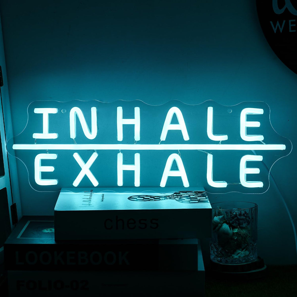 "Inhale Exhale" Neon Sign Yoga Neon Signs Letter Led Neon Sign Blue LED Neon Lights for Yoga Room Pilates Studio Bedroom Gym Decoration