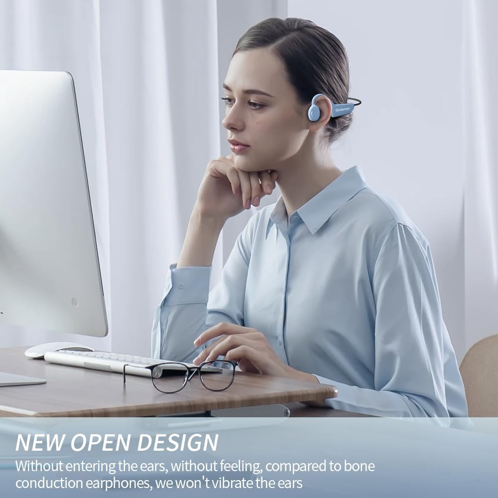 Open Ear Headphones, Open Wireless Earphones, 15HBluetooth Playback 5.3 Sports Earphones, Built-in Microphone, Suitable for Sports Running,Exercise (Sky Blue)