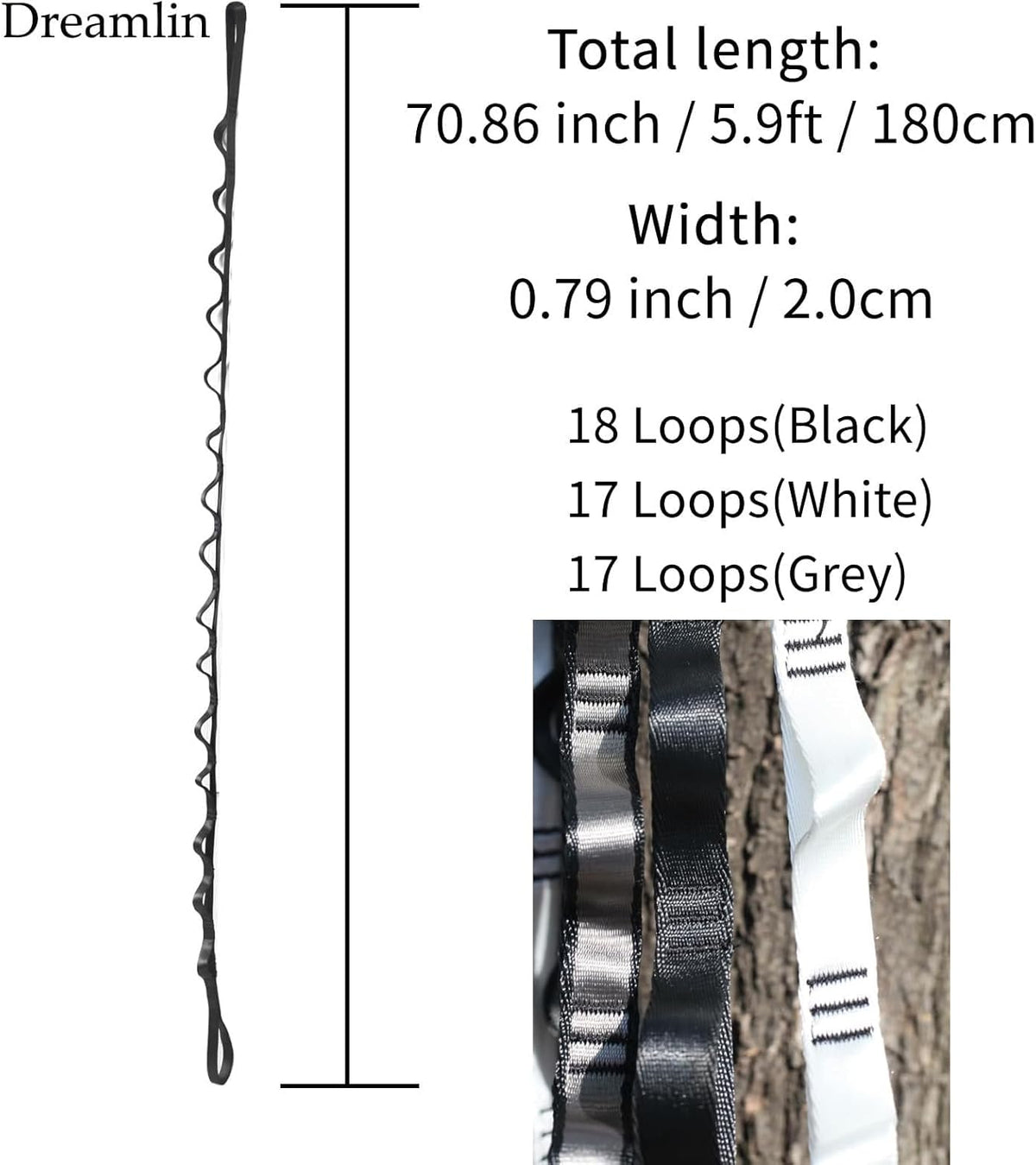 2PCS 5.9ft Long Nylon Daisy Chain Straps for Aerial Yoga Hammock Swing Adjustable Aerial Silk Extender Hanging Rope for Aerial Yoga Belts 180cm