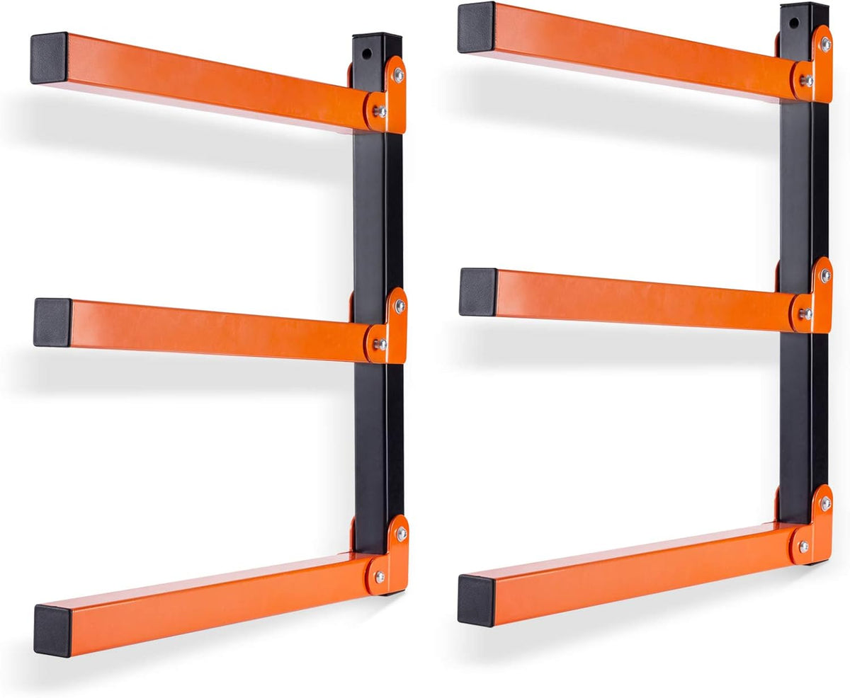 Ultrawall Wall Mount Wood Organizer and Lumber Storage Metal Rack with 3-Level - Indoor & Outdoor Use, 2 Pack