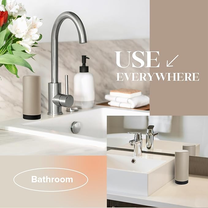ElmRidge Dish Soap Silicone Dispenser for Kitchen Sink,Squeeze Washing Up Liquid and Hand Soap,Round refillable Silicone Bottles,Easy to Fill and to use, 8.5 oz,Black 2.4 x 2.4 x 5.5 inches (Taupe)