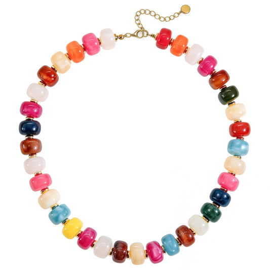 FGMZTY Colorful Beaded Necklace for Women Unique Resin Beads Choker Necklaces Boho Statement Chunky Necklace Summer Vacation Jewelry Minimalistic Modern Statement Birthday Gift for Women (Colorful)