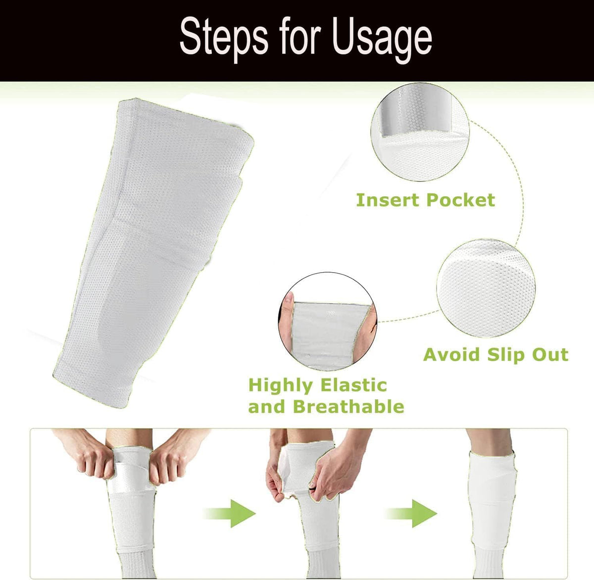 Soccer Shin Guards for Kid Youth Teen Adult - Shin Guards Sleeves with Inserted Pocket Cushion Protection Reduce Shocks and Injuries for TeamSports