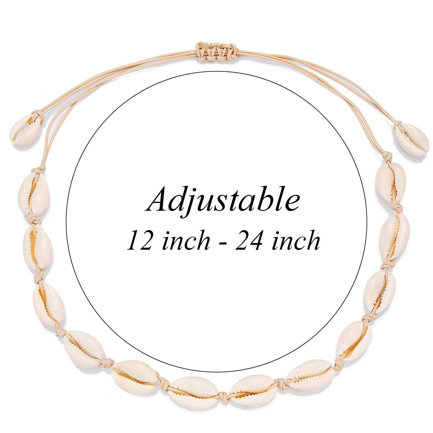 Starain 2Pcs Shell Necklace Anklet for Women Handmade Adjustable Puka Beach Shell Necklace Set