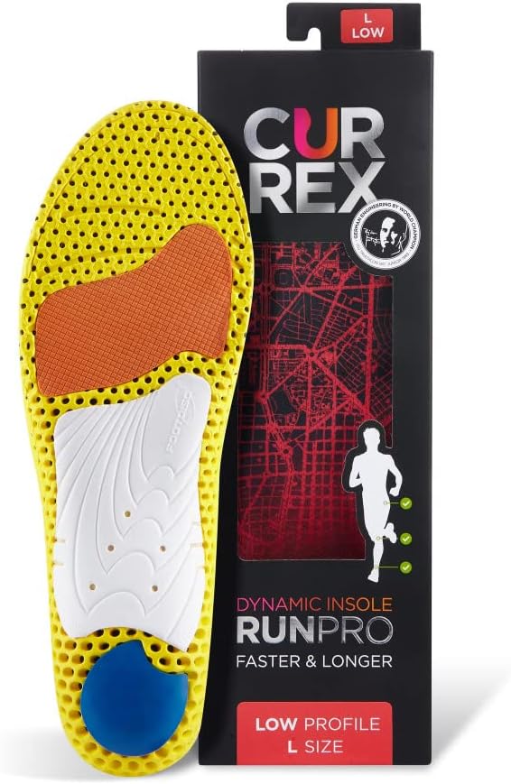 CURREX RunPro Insoles for Running Shoes – Arch Support Inserts to Help Reduce Fatigue, Prevent Injuries & Boost Performance – for Men & Women – Low Arch, Small