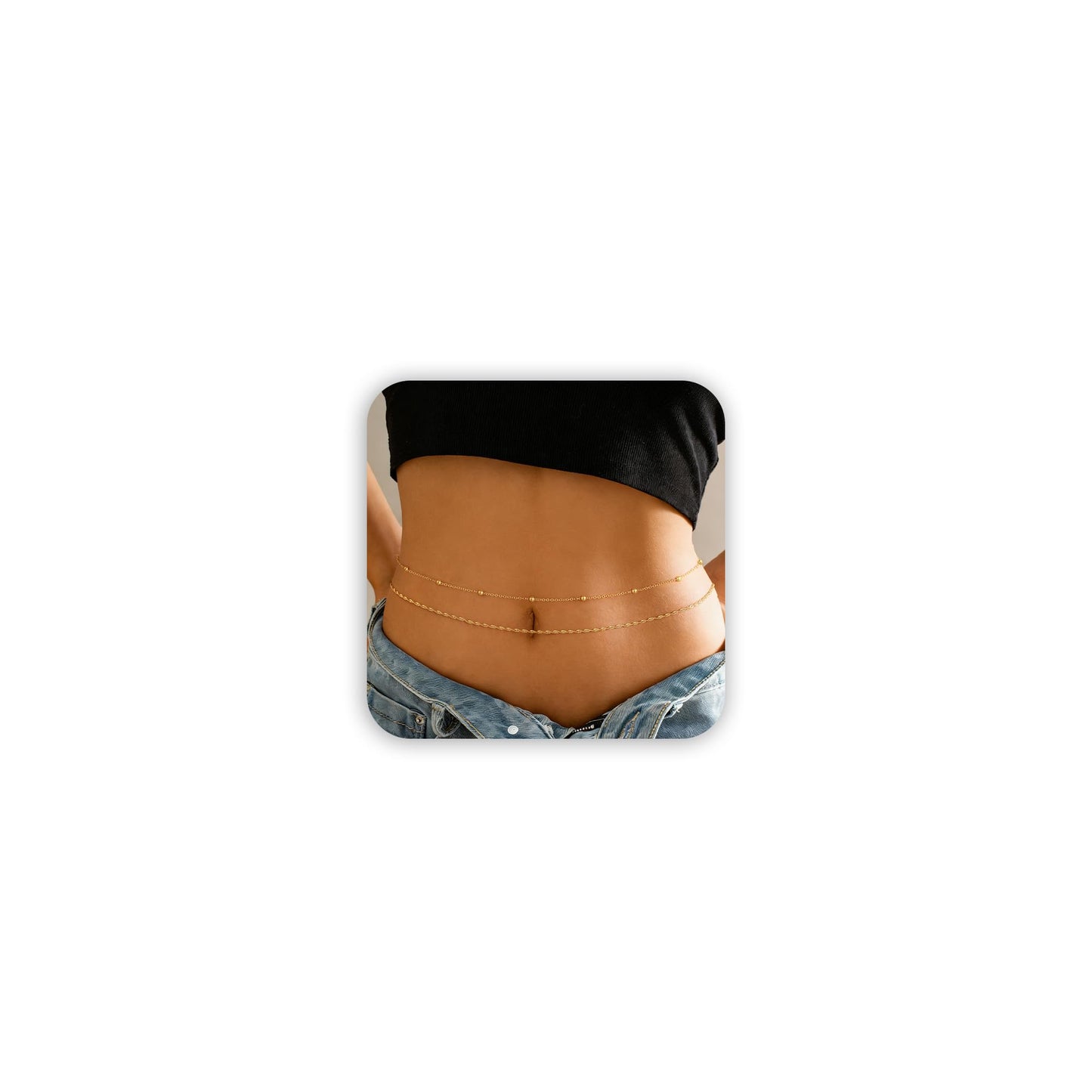 HEVOCY Gold Waist Chain for Women, Trendy Layered Belly Chain Jewelry, Adjustable Body Chain for Beach & Summer Outfit