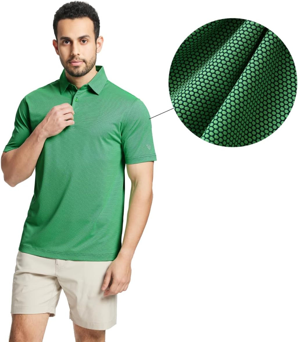 M MAELREG Golf Shirts for Men Dry fit Sports Jacquard Lightweight Performance Texture Short Sleeve Collared Polo Shirts