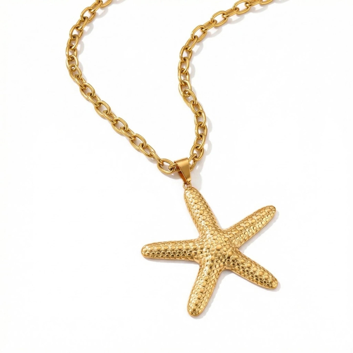 LSXHASGLD Delicate Starfish Pendant Necklace for Women, Stainless Steel Gold and Silver Tone Twisted Chain, Adjustable Summer Ocean Beach Jewelry