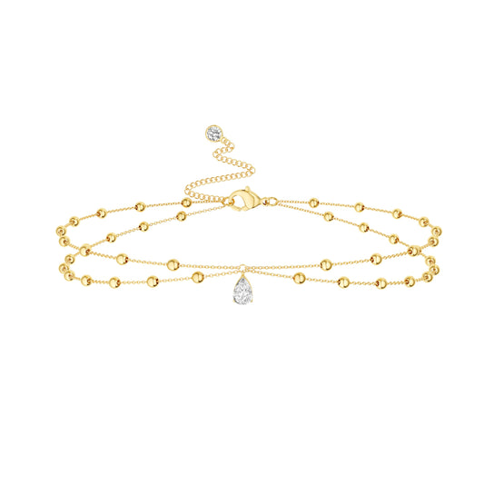 Foxgirl Gold Waist Beads for Women, 14K Gold Plated Layered Belly Chain Adjustable Waterproof Sexy Bikini Cubic Zircon Beads Chain Summer Non Tarnish Body Chain Jewelry Gifts