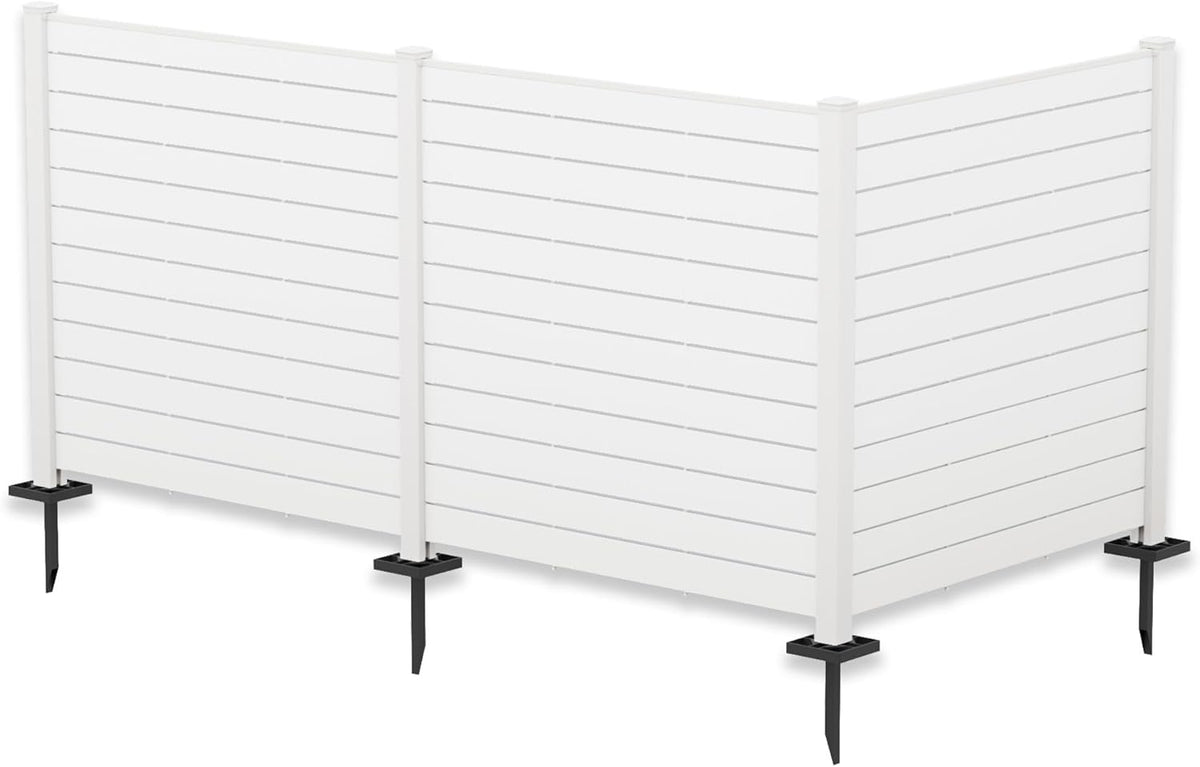 Kozyard 50" W x 48" H Outdoor Privacy Screens Aluminum Post, Air Conditioner Fence Panels, Pool Equipment Enclosure, Trash Can Screens Fence Kit for Outside Backyard Patio (White/3 Panels)