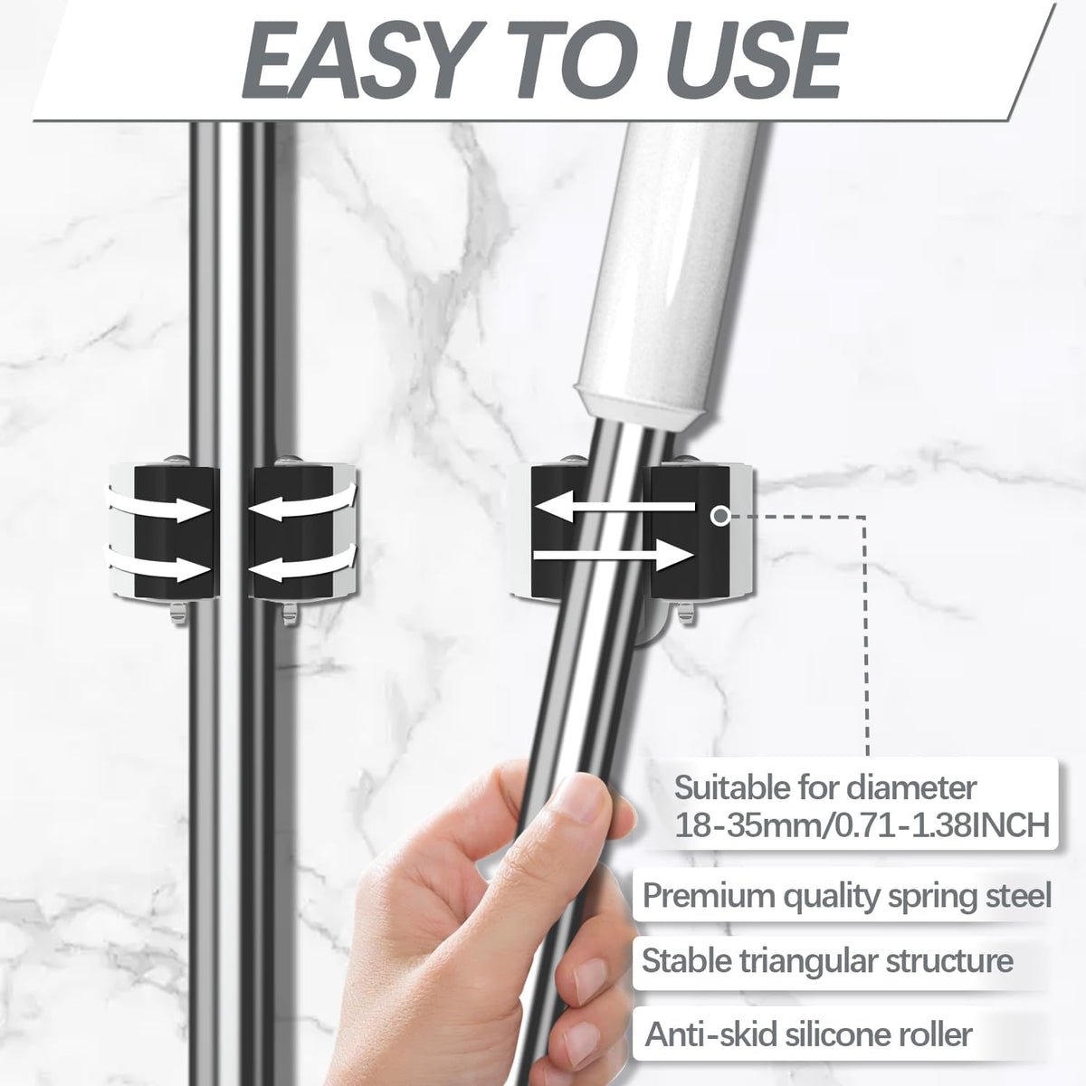3-H Broom Hanger,Mop Holder Wall Mount 8 Pack, Broom Holder Wall Mount for Hanging and Organizing Shovel,Rake,Brush,Yard Tools in Kitchen,Laundry Room,Bathroom,House(black)