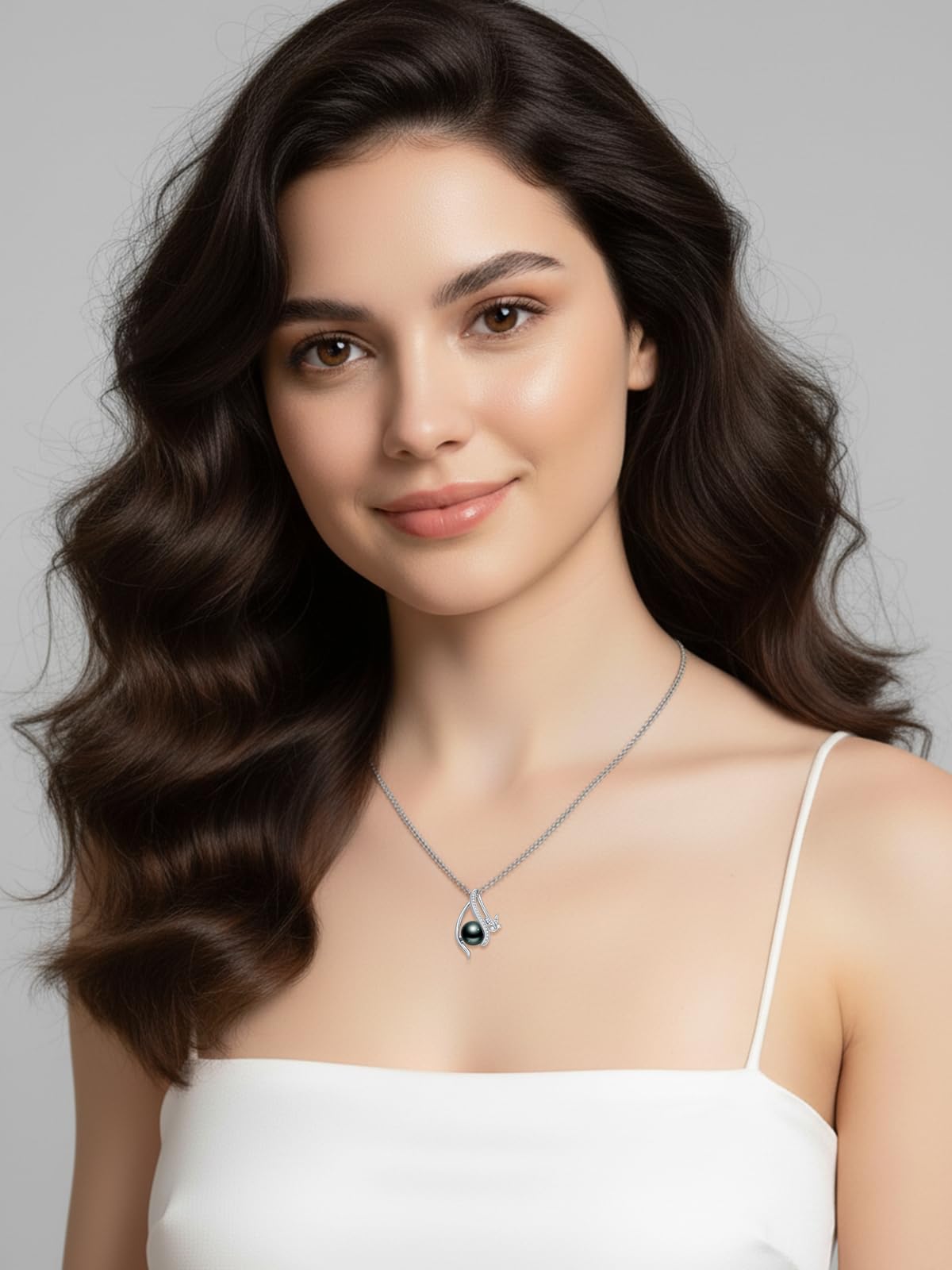 KANNSOAR Butterfly Tahitian Black Pearl Necklace 18K Gold-Plating Sterling Silver Jewelry Wedding Birthday Anniversary Valentines Day Christmas Mothers Day Gifts for Wife Women Mom Lover Girlfriend