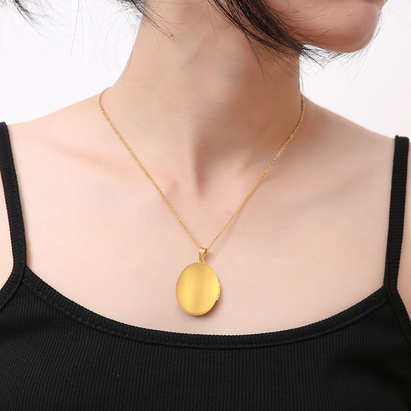 PHOCKSIN Gold Oval Locket Necklace For Women Locket Necklace that Hold Pictures For Girlfriend Best Gifts for Birthday Mothers Day