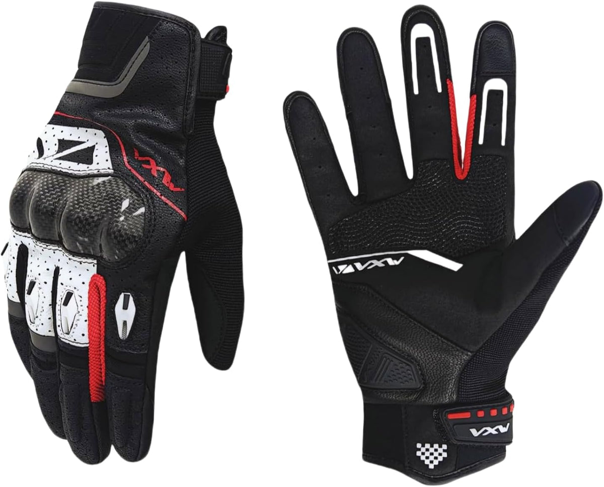 VXW Motorcycle Gloves for Men and Women - Gel Palm Sliders, Leather & Mesh Construction Full Finger Touchscreen, High-Speed Sports Gear for MTB/ATV/BMX/Motocross/Dirt Bike
