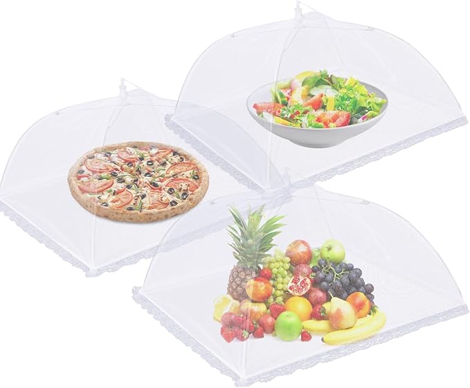 3 Pack Mesh Food Covers 19 inch, Large and Tall Food Covers, Pop-Up Mesh Food Covers Tent Umbrella for BBQs, Outdoors, Screen Tents, Parties Picnics