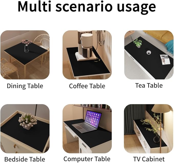 Mat for Dresser Top - 14x62 Inch Waterproof Easy to Clean Can Conceal Flaws Protector The Table Top from Scratches Used for Coffee Table Dresser(Black+Black 14x62)