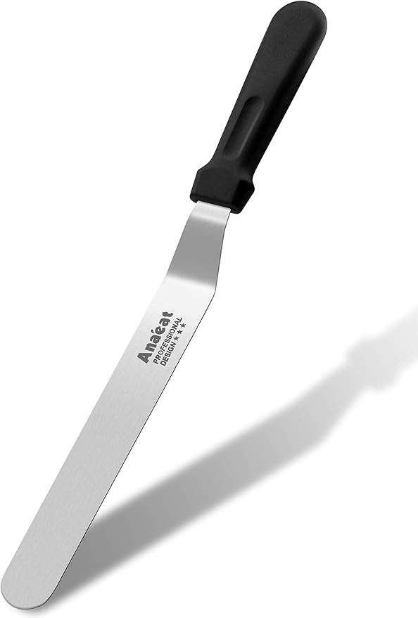 Anaeat Icing Spatula, Professional Cake Angled Offset Spatula with 10" Stainless Steel Blade - Thickened Frosting Knife with Durable Plastic Handle for Cake Decorating, Pastry & Baking