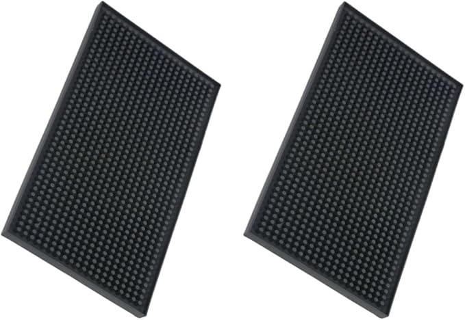 XieNie Bar Mat, 6" x 12" Black Small Coffee Mat for Home Bar Kitchen Countertop, Non-Slip Rubber Service Spill Mat for Cocktail Bartender Accessories, PVC Counter Top Cup Glasses Drying Mats, 1Pac