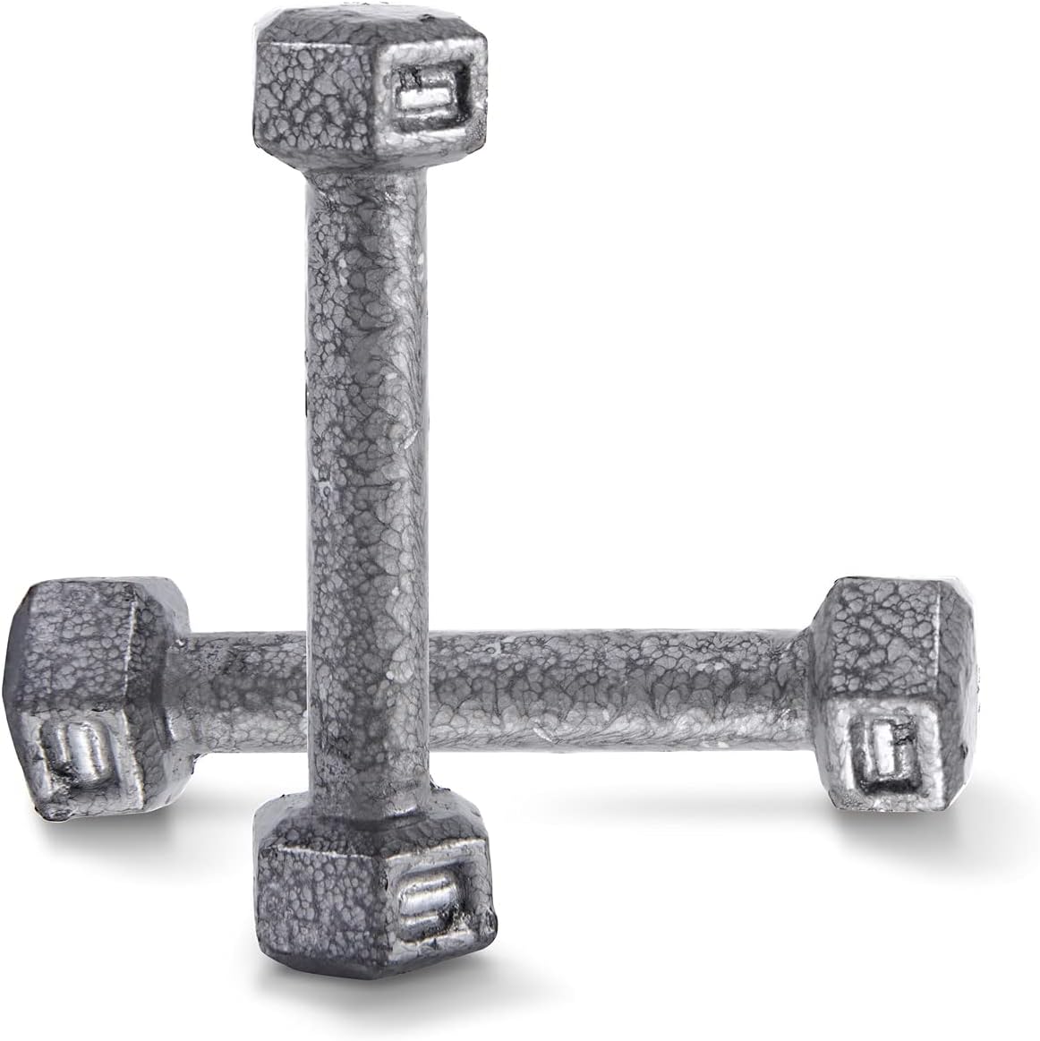 WF Athletic Supply Cast Iron Solid Hexagon Gray/Black Dumbbells, Strength Training Free Weights Set of 2 for Women and Men, Hand Weights Sold by Pairs, Multi-Select Size Options Available