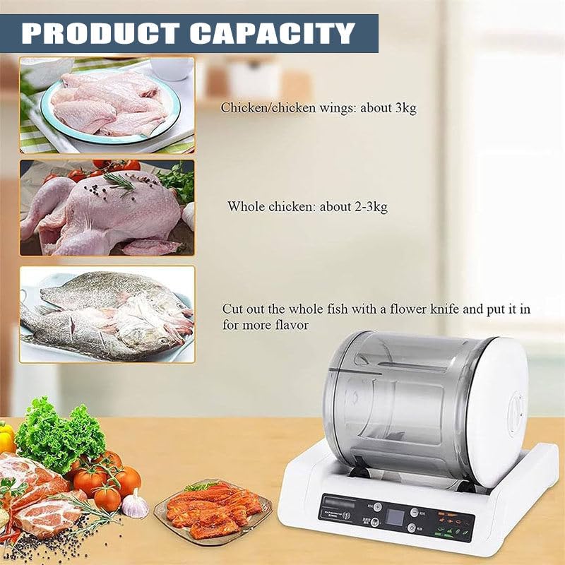 Lakenbroade Commercial Vacuum Tumbler Marinating Machine for Meat&Vegetable,Large Capacity Pickling Barrel & 0-10h Timer Setting,for Beef Pork Mutton Chicken