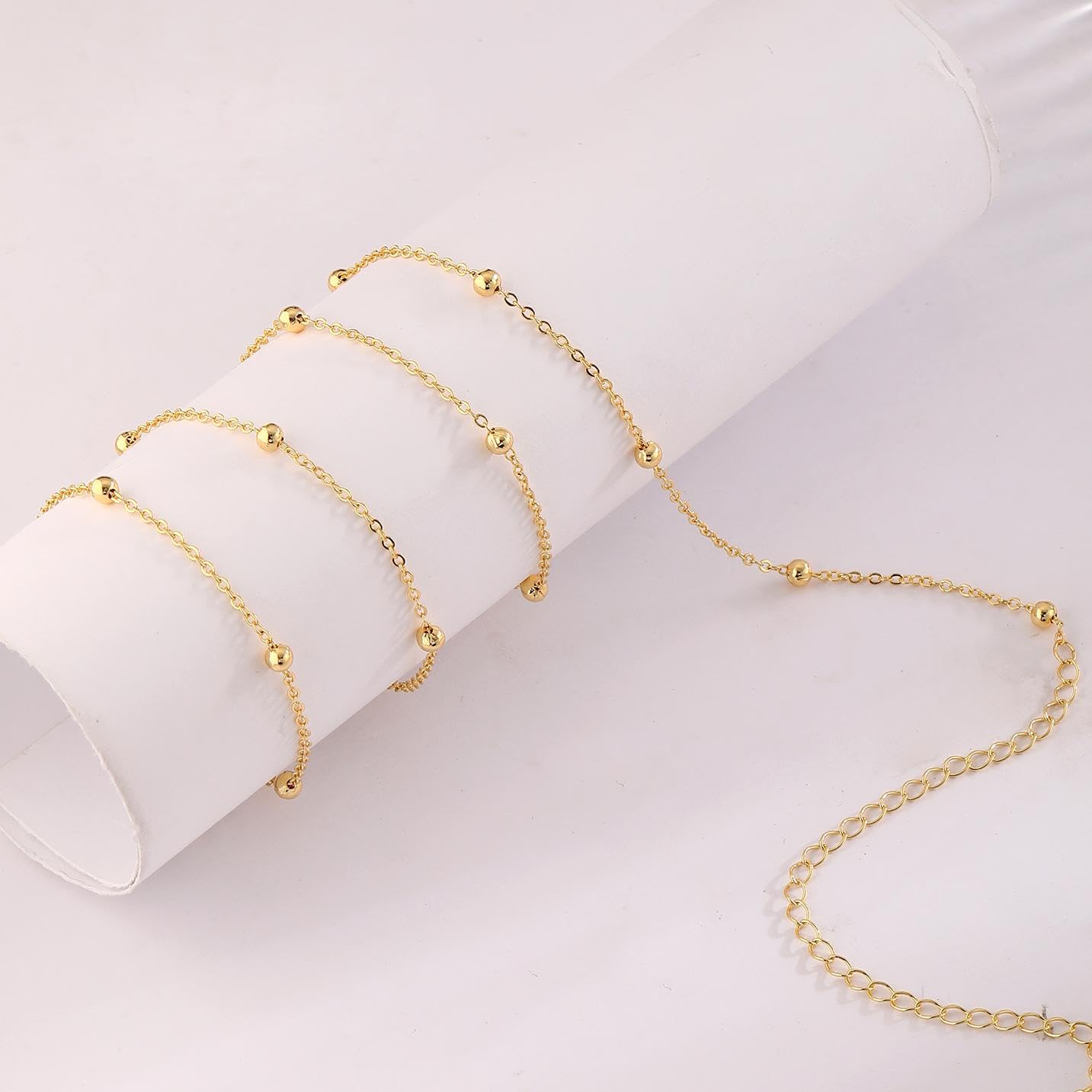 ASCOMY Waist Chains for Women 14K Gold Plated Body Chains Waist Chain Beads Waist Chain Belly Belt Body Chains Adjustable Bikini Body Jewelry Daily Belts Gifts for Women