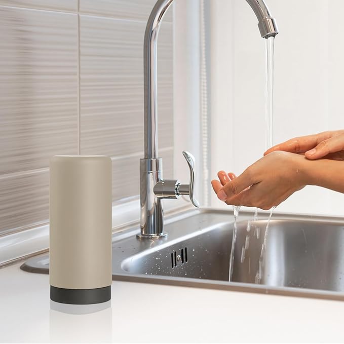 ElmRidge Dish Soap Silicone Dispenser for Kitchen Sink,Squeeze Washing Up Liquid and Hand Soap,Round refillable Silicone Bottles,Easy to Fill and to use, 8.5 oz,Black 2.4 x 2.4 x 5.5 inches (Taupe)