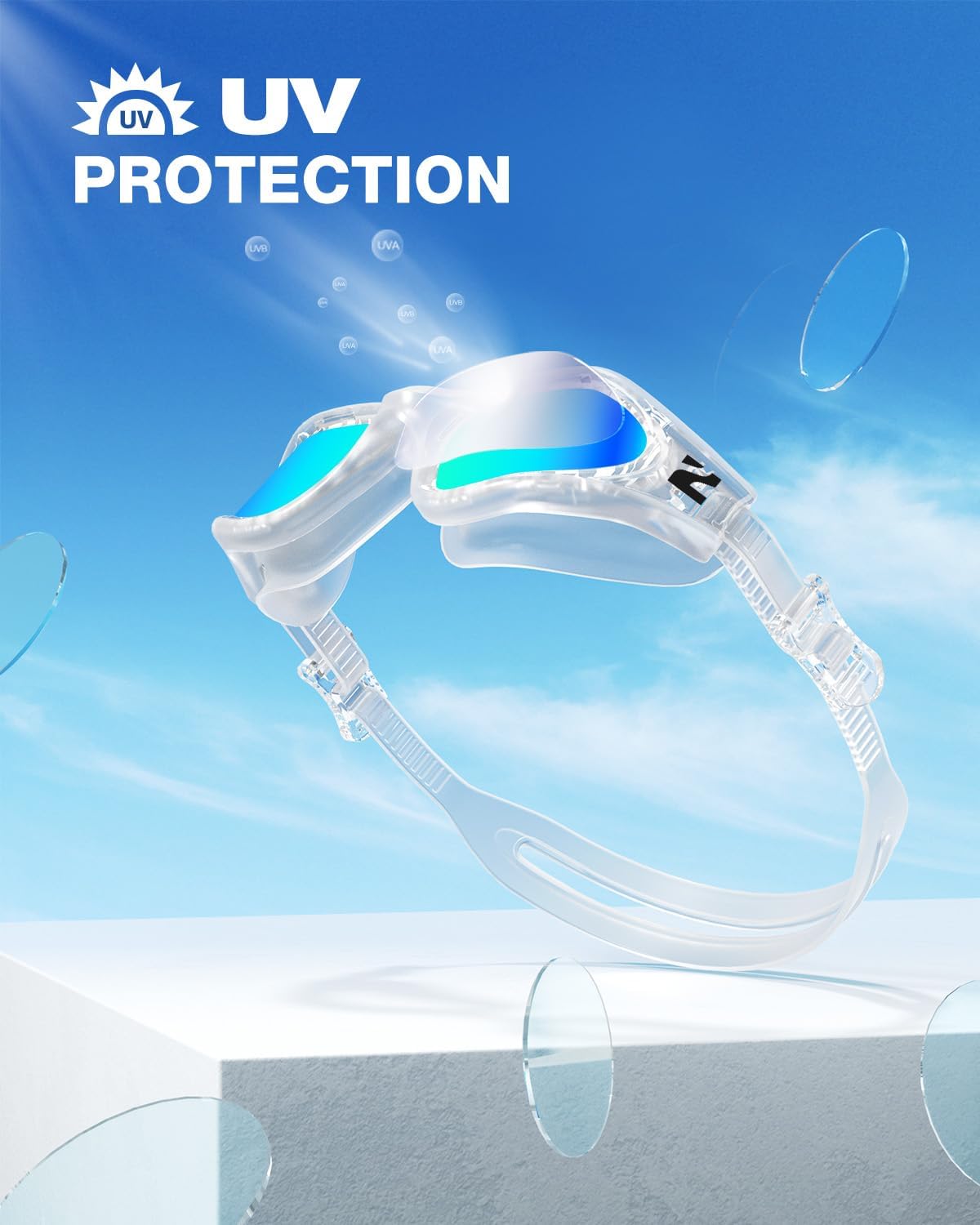 ZIONOR G1 Lite Swim Goggles with Swim Cap Comfortable Anti-fog Swimming Goggles Cap Set for Adult Men Women