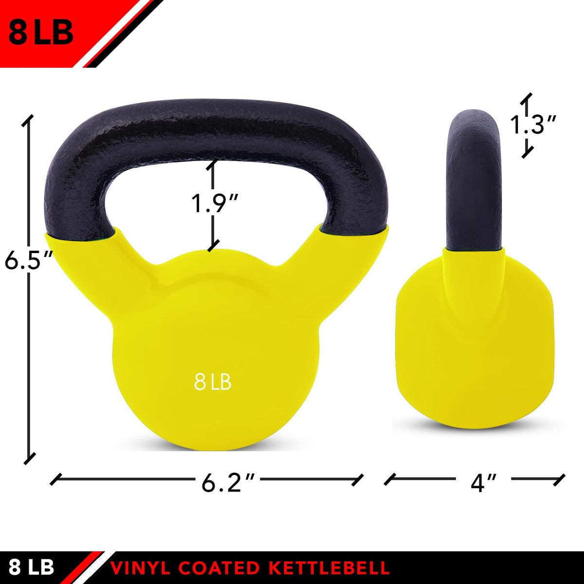 JFIT Kettlebell Weights Vinyl Coated Iron - 12 Size Options, 5lbs-50lbs - Coated for Floor and Equipment Protection, Noise Reduction, Ballistic, Core, Weight Training