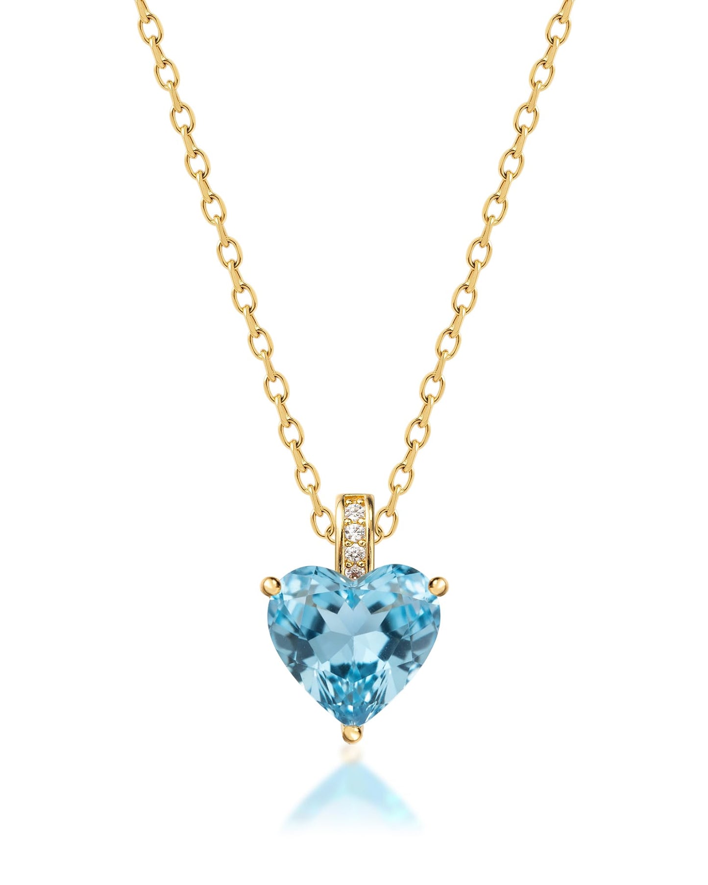 MIDDLUX Gold Heart Necklace, Charm Necklace, March Birthstone Jewelry, Aquamarine Necklace, March Birthday Gifts for Women, Birthstone Necklaces