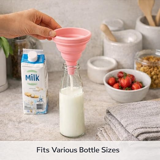 3PCS Silicone Funnel Set, Flexible Rubber Kitchen Funnels for Filling Bottles, Small Medium Large Food Grade Funnel for Essential Oils, Spices, Powder, Cooking, Liquid, Perfume, Flask
