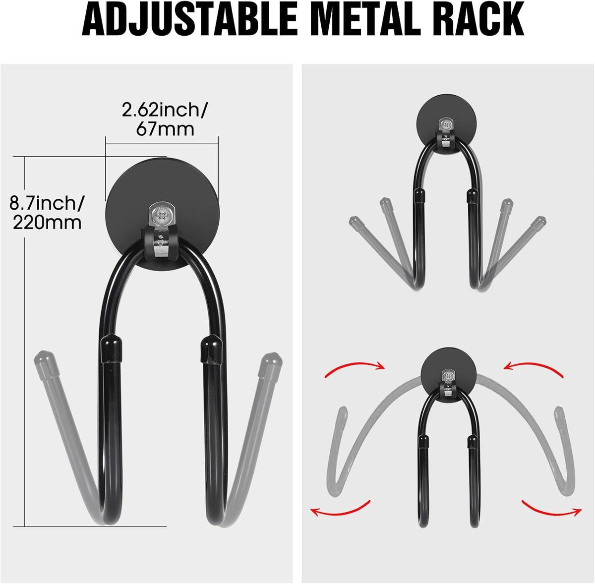 Strong Magnetic Hooks,Heavy Duty Storage Straps Tool Organizer for Extension Cords, Hoses, Cables, Ropes, Drills,Wall Mount for RV and Garage (2 PCS 50 Pounds) (Storage Hook)
