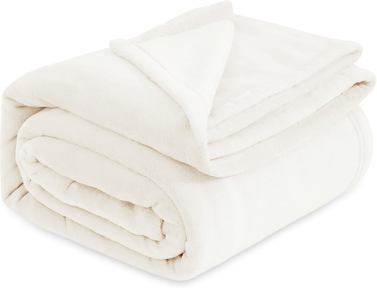 Bedsure Fleece Blankets King Size Cream - Bed Blanket Soft Lightweight Plush Cozy Fuzzy Luxury Microfiber, 108x90 inches