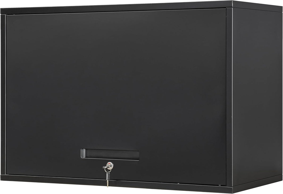 Yizosh Metal Garage Wall Cabinet with Doors and Shelves, Wall Mounted Metal Storage Cabinet, Floating Garage Tool Cabinet for Garage, Basement, Kitchen, Warehouse (Black, 21.6" H)
