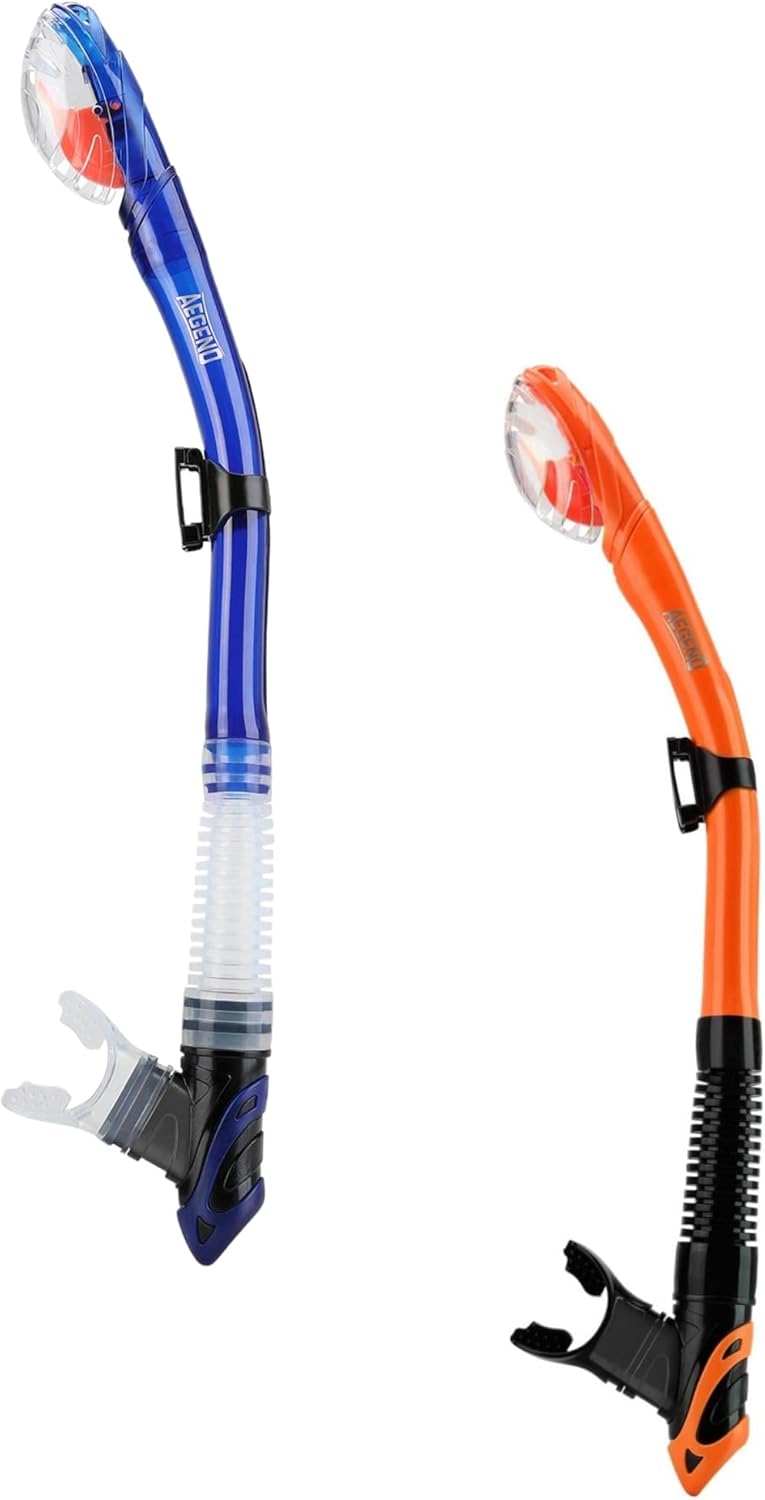 Aegend Dry Snorkel, Dive Mask Easy-Breath Free Diving Snorkel for Snorkeling Scuba Diving Freediving Swimming, with Top Dry Valve and Food-Grade Silicone Mouthpiece