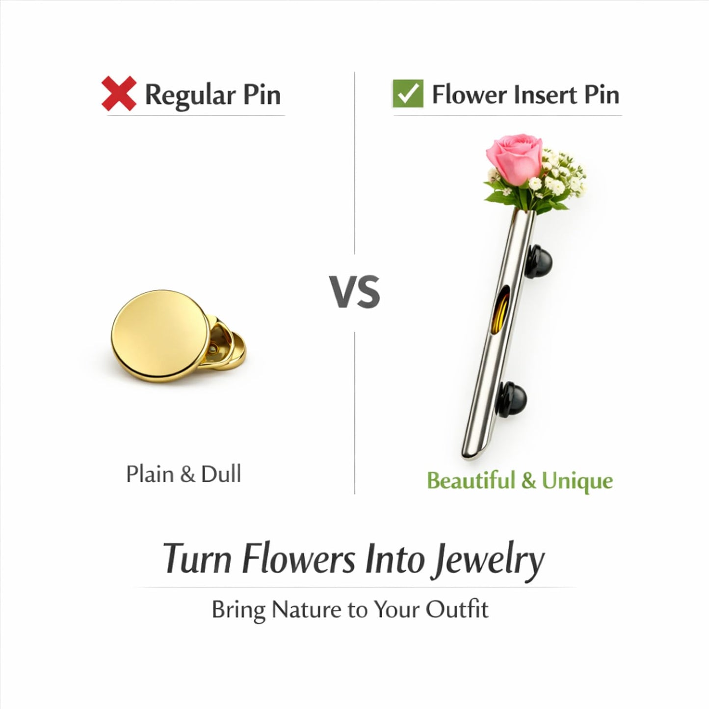 A Kind Brooch - Every Bloom Tells a Different Story, Branch-Shaped Flower Insert Brooch, DIY Elegant Jewelry for Women Men (1pcs)