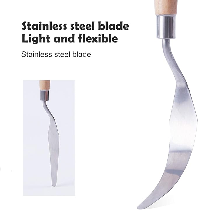 CONDA 11 Piece Stainless Steel Spatula Palette Knife Professional Palette Knife Painting Wood Handle
