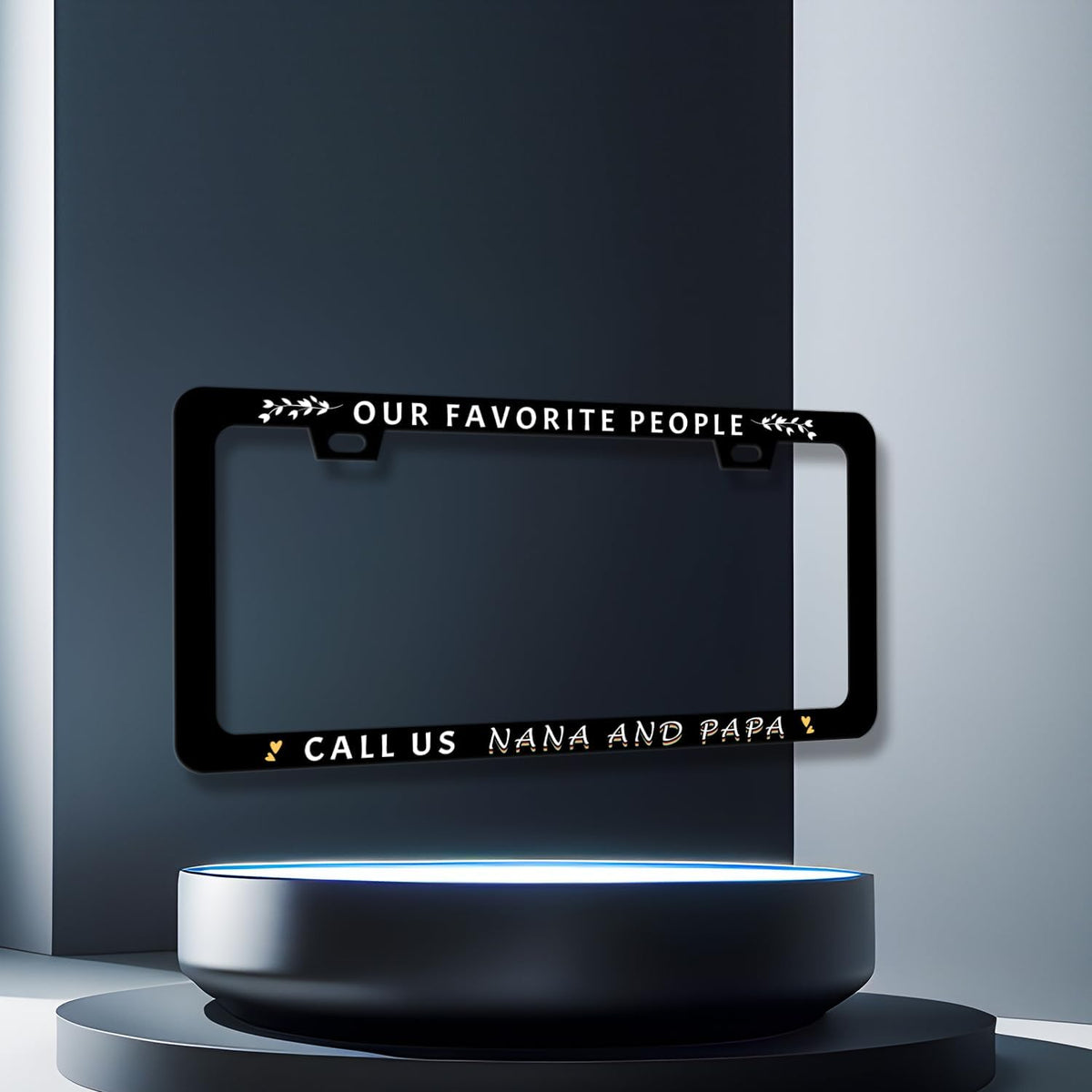 Our Favorite People Call Us Nana and Papa License Plate Frame Funny Text License Plate Frames Auto Accessory for Car Decorative Stainless Steel License Plate Holder with Screws 12.2" x 6.2"