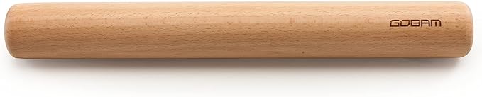 GOBAM Wood Rolling Pin, Small - Dough Roller for Pasta, Cookies, Pie, Pizza, Chapati, Fondant, Rolling Pins for Baking, Bread Making Tools and Supplies - 11 x 1.38 Inches