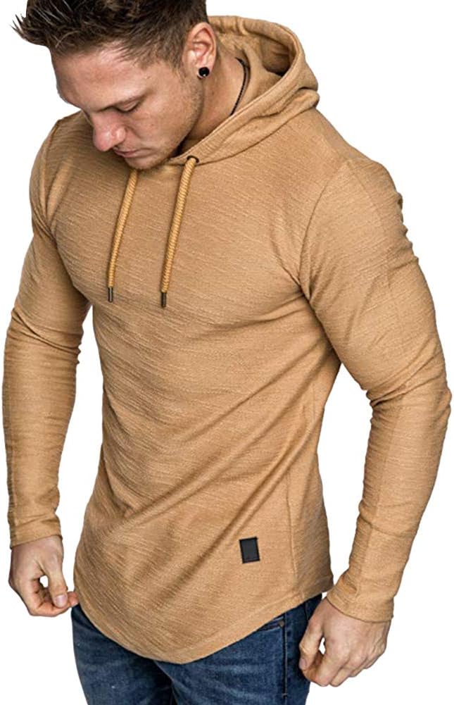 Lexiart Mens Fashion Athletic Hoodies Sport Sweatshirt Solid Color Fleece Pullover