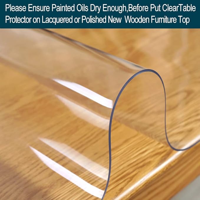 Wadrac 18x40 inch Office Desk Blotter Mat Clear Plastic Table Protector Cover Pad PVC Transparent Topper Surface Mat Pad Anti Scratch Table Mat Glass Dinner End Table Protector Waterproof Easy Clean