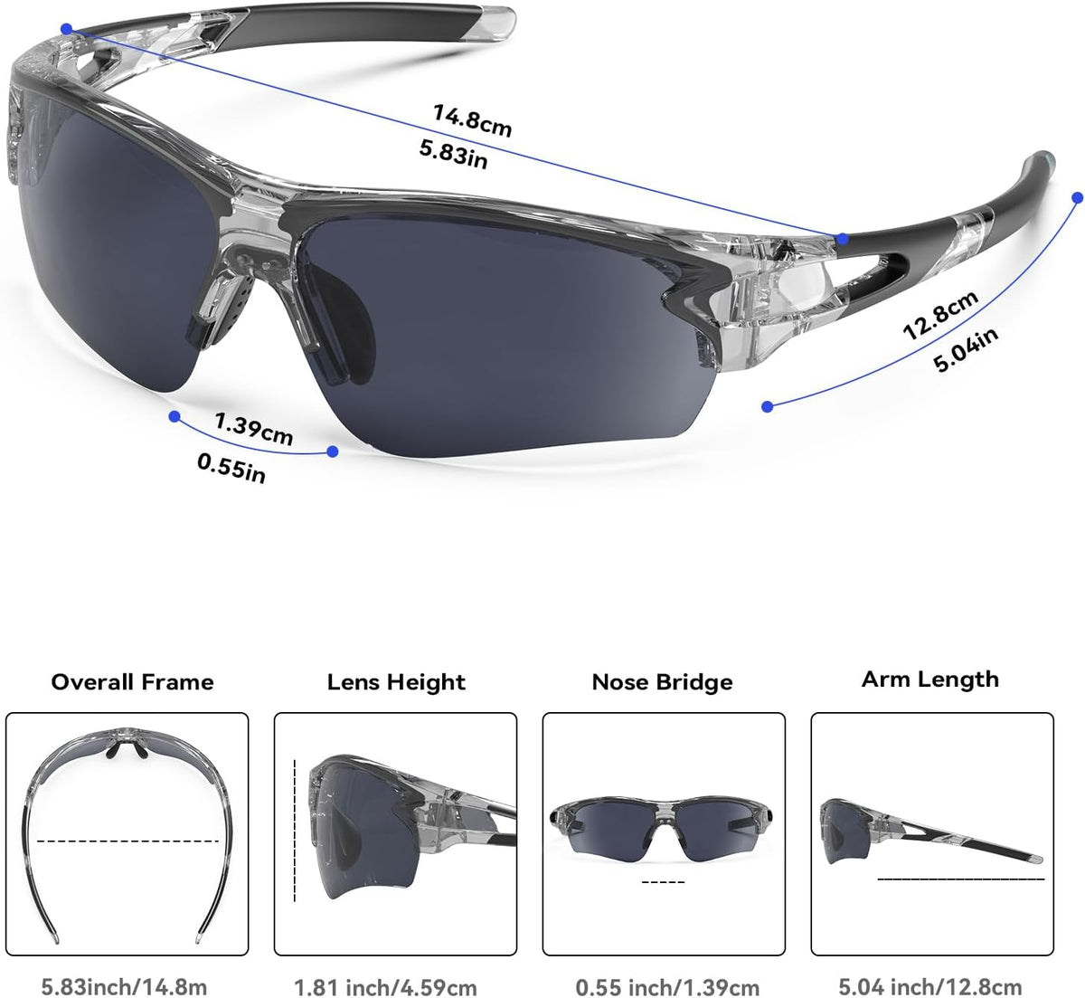 BEACOOL Polarized Sports Sunglasses for Men Women Youth Baseball Fishing Cycling Running Golf Motorcycle Tac Glasses UV400