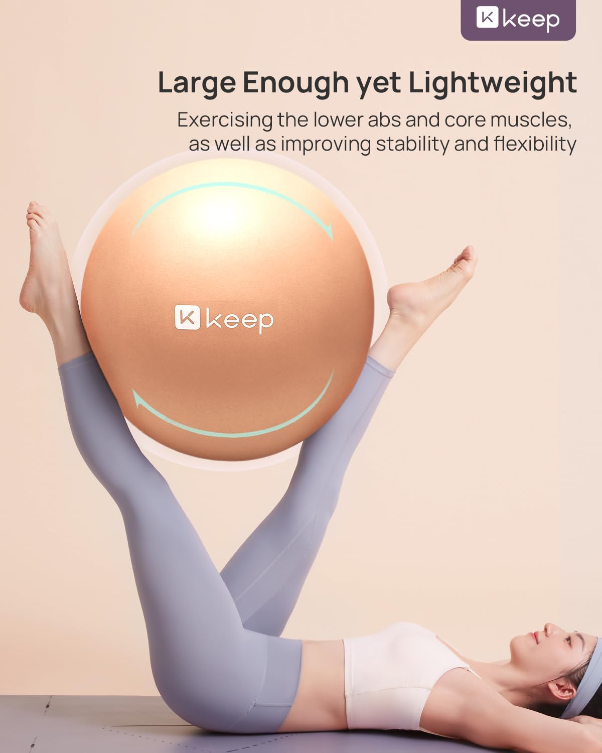 KEEP Pilates Small Exercise Ball Anti-Burst - Thickened Yoga Ball With Pump for Physical Therapy, Fitness, Workout, and Core Strength