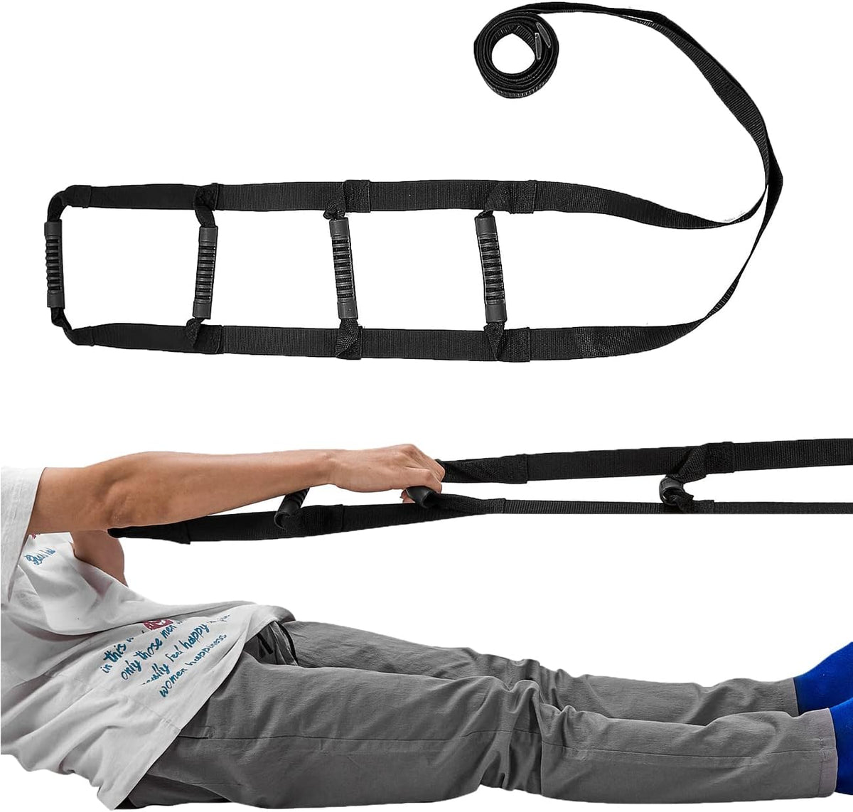 Pull Up Bed Ladder Assist,Assist Device with Handle Grips,Adjustable Length Bed Lift, Sit Up Helper Bed Assistance, Mobility Aid or Elderly, Senior, Injury Recovery Patient, Pregnant