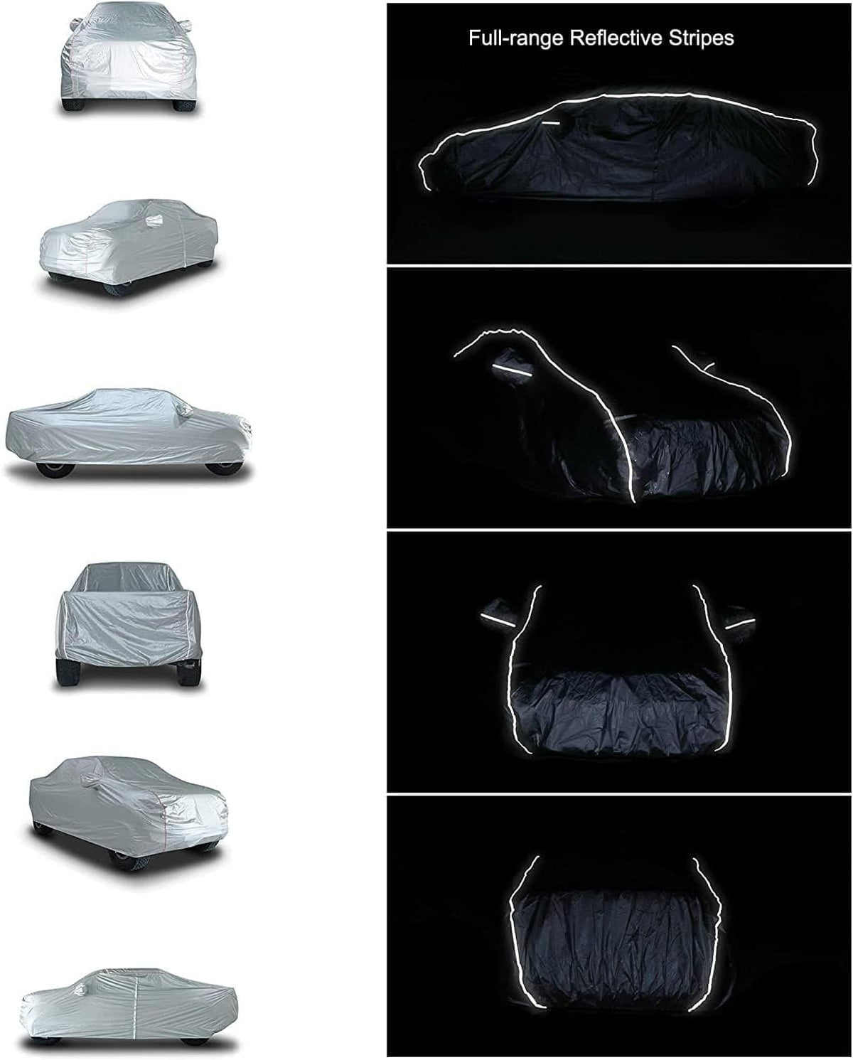 Tecoom Hard Shell Truck Car Cover Waterproof UV-Proof Windproof Zipper Design with Straps Buckle Fit for Ford F150 Ram 1500 Chevy Silverado Toyota Tundra GMC Sierra Full Size Truck Length Up to 245"