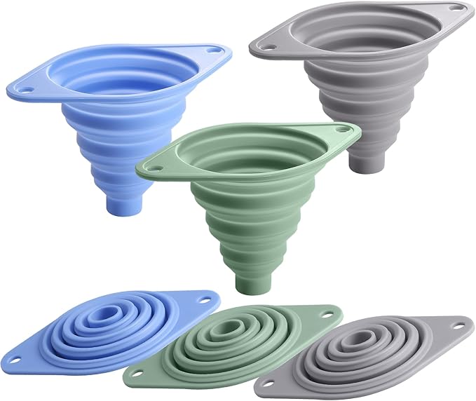 Kitchen Funnel Set 3 Pack, Collapsible Silicone Funnel for Kitchen Use Filling Bottles Liquid Food Transfer