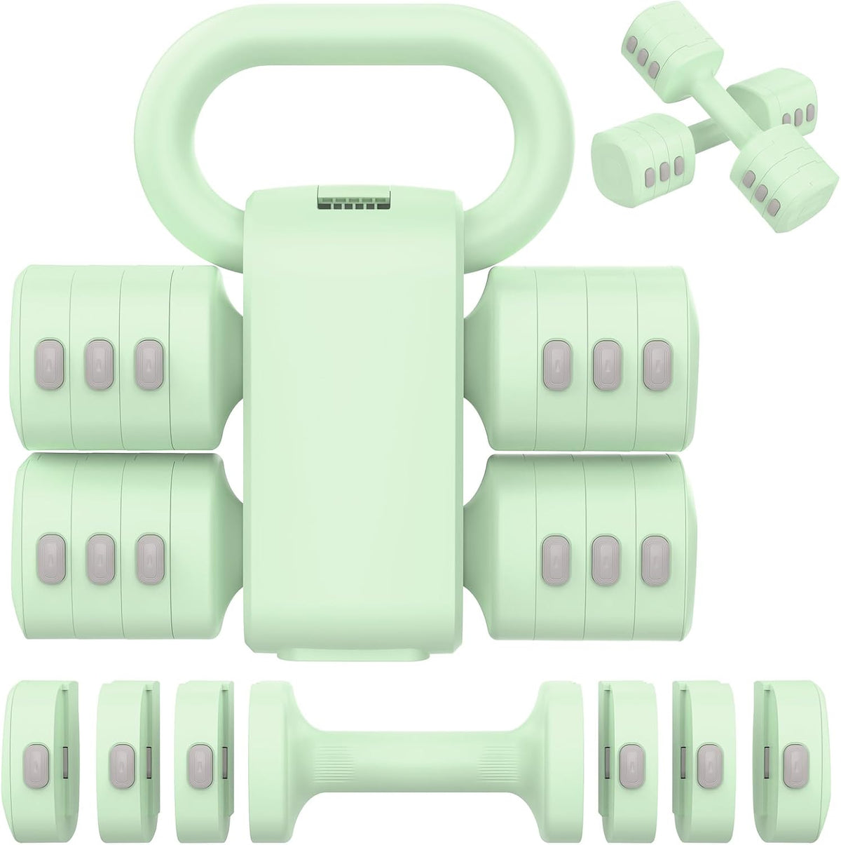 2-in-1 Adjustable Dumbbells Set, 4 Levels Weight Dumbbells Set for Women Men, Each 2.2/3.3/4.4/5.5lb Hand Weights with Kettlebell Form for Home Gym Exercise Training
